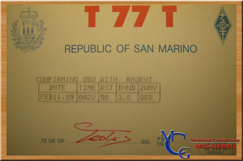 T7 Сан Марино - San Marino - Экспедиции в Сан Марино и образцы полученных QSL - Сан Марино в LotW - T7IARU - T70A - T77CD - T77C - T77T - T77V - T77KS - M1C - M1IPA - T70COTA - T77GO - mcg-club.ru