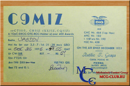 С9 Мозамбик - Mozambique - Экспедиции в Мозамбик и образцы полученных QSL - Мозамбик в LotW - C91LW - C98LW - C91XO - C91TX - C9RJJ - C91JR - C9LCK - C91AE - C91FC - C8A - C9MIZ - C91A - C91CF - C91CO - C91R - C91TK - C94AI - C91AI - C91VB - mcg-club.ru