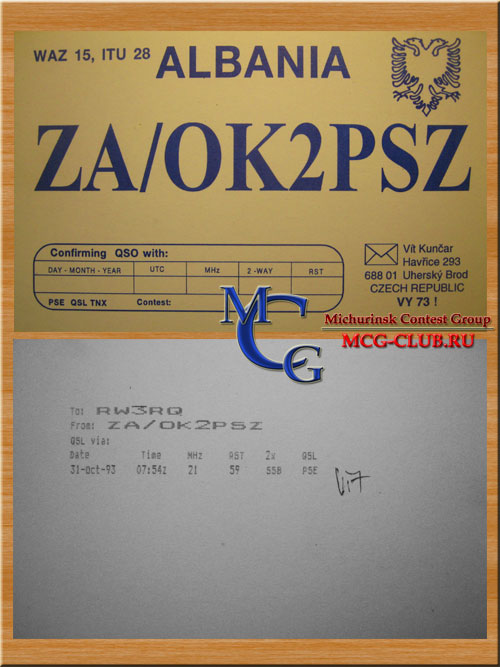 ZA Албания - Albania - Экспедиции в Албанию и образцы полученных QSL - Албания в LotW - ZA20QA - ZA1HA - ZA1B - ZA1A - ZA/DL2RMC - ZA/DM5TI - ZA/OK2PSZ - ZA1K - ZA1Z - ZA9A - ZA1TC - ZA2A - ZA5V - ZA/9A4SP - ZA/DL7UCX - ZA/ON6NB - ZA/OG1N - ZA/ZA1P - mcg-club.ru
