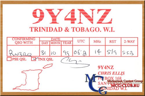 9Y4 Тринидад и Тобаго - Trinidad and Tobago - Экспедиции в Тринидад и Тобаго и образцы полученных QSL - Тринидад и Тобаго в LotW - 9Y4D - 9Y4/DL7AFS - 9Y4/DJ7ZG - 9Y4NW - 9Y4TT - 9Y4TBG - 9Y4/DL6RAI - 9Y4/IV3IYH - 9Y4VU - 9Y4NZ - 9Y4H - 9Y4LAS - 9Y4/LY2IJ - 9Y4/UA4CC - 9Y4/VE3EY - 9Z4S - mcg-club.ru