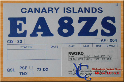 EA8 Канарские острова - Canary Islands - Экспедиции на Канарские острова и образцы полученных QSL - Канарские острова в LotW - EF8U - EA8BH - EA8/DL2DXA - EF8M - EA8ZS - EA8AUW - AO8HQ - EA8AF - EA8AM - EA8/DK1AX - EA8/IZ2GIL - EA8/UA4WHX - mcg-club.ru