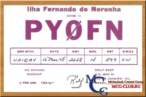 PY0F Фернандо ди Норонья - Fernando de Noronha - Экспедиции в Фернандо ди Норонья и образцы полученных QSL - Фернандо ди Норонья в LotW - PV0F - PT0F - PS0F - ZX0F - ZY0FX - PU0FDN - PY0F/PP1CZ - PY0F/UA4WHX - PY0FN - PT7BZ/PY0F - PY0FM - PW0F - mcg-club.ru