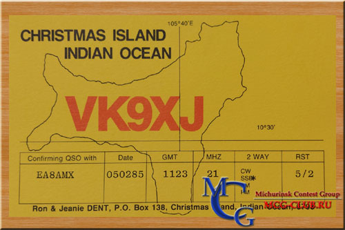 VK9X остров Рождества - Christmas Island - Экспедиции на остров Рождества и образцы полученных QSL - остров Рождества в LotW - VK9EX - VK9XU - VK9XC - VK9X/G6AY - VK9XK - VK9XT - VK9XW - VK9XX - VK9XSP - VK9XJ - VK9XL - VK9AN - VK9XAB - VK9XM - VK9XO - VK9XYL - VK9XY - mcg-club.ru