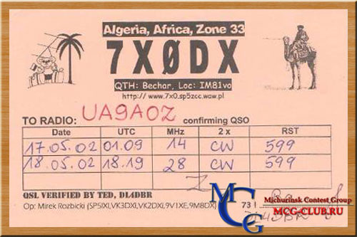 7X Алжир - Algeria - Экспедиции в Алжир и образцы полученных QSL - Алжир в LotW - 7X2DB - 7X0DX - 7X0RY - 7X2ARA - 7W2W - 7X2DG - 7X2EB - 7X0AD - 7U1MA - 7X2LS - 7W6A - 7X0MT - 7X5EV - 7X7X - mcg-club.ru