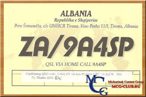 ZA Албания - Albania - Экспедиции в Албанию и образцы полученных QSL - Албания в LotW - ZA20QA - ZA1HA - ZA1B - ZA1A - ZA/DL2RMC - ZA/DM5TI - ZA/OK2PSZ - ZA1K - ZA1Z - ZA9A - ZA1TC - ZA2A - ZA5V - ZA/9A4SP - ZA/DL7UCX - ZA/ON6NB - ZA/OG1N - ZA/ZA1P - mcg-club.ru
